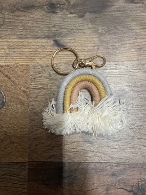 Handmade Rainbow Tassel Keychain in Cream, Mustard & Blush